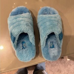 UGG Light Blue Fluffy Slippers